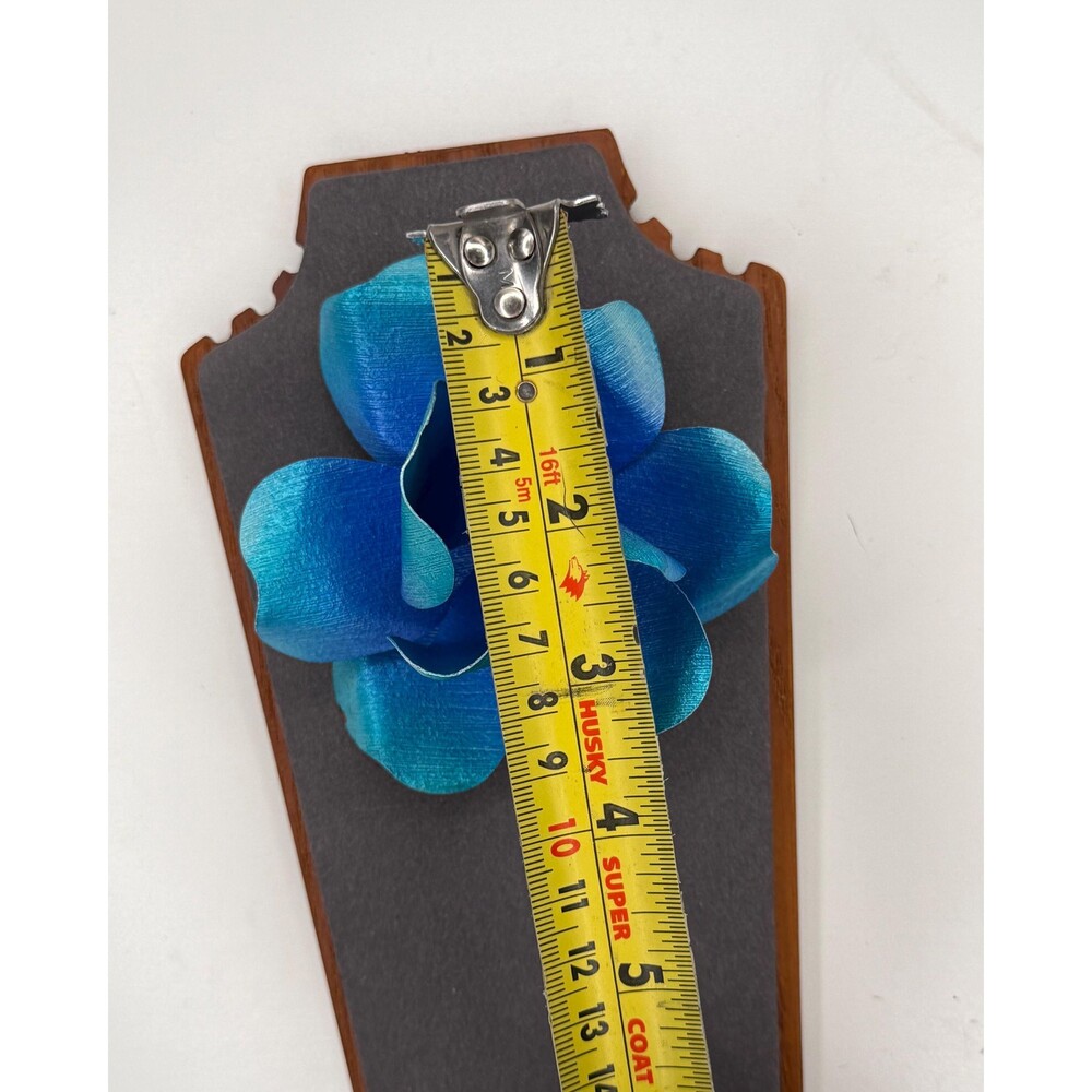 Vintage Sculptural Blue Ombre Metal Flower Statement Brooch Large Floral Pin - Picture 9 of 11